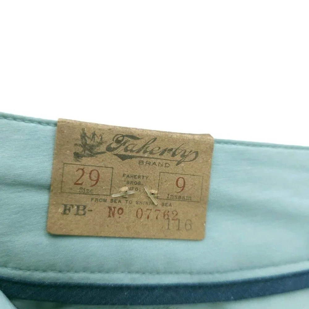 NWT FAHERTY All Day Casual Shorts SEAFOAM Pale Blue 8.5